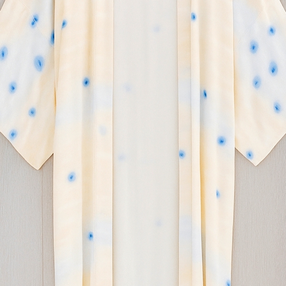 Free People Elegant Cream Kimono with Blue Dots